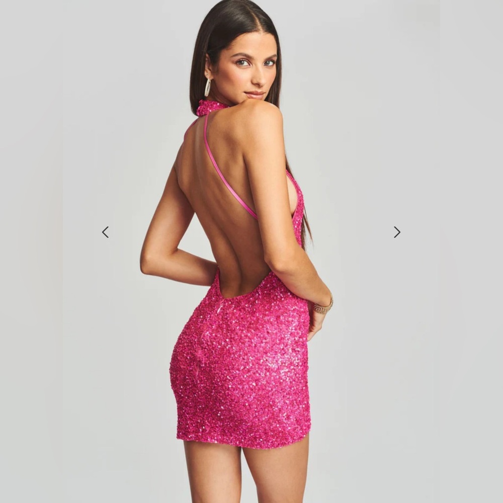 Retrofete OLIVIA SEQUIN MINI DRESS Sunset pink S - Picture 5 of 17